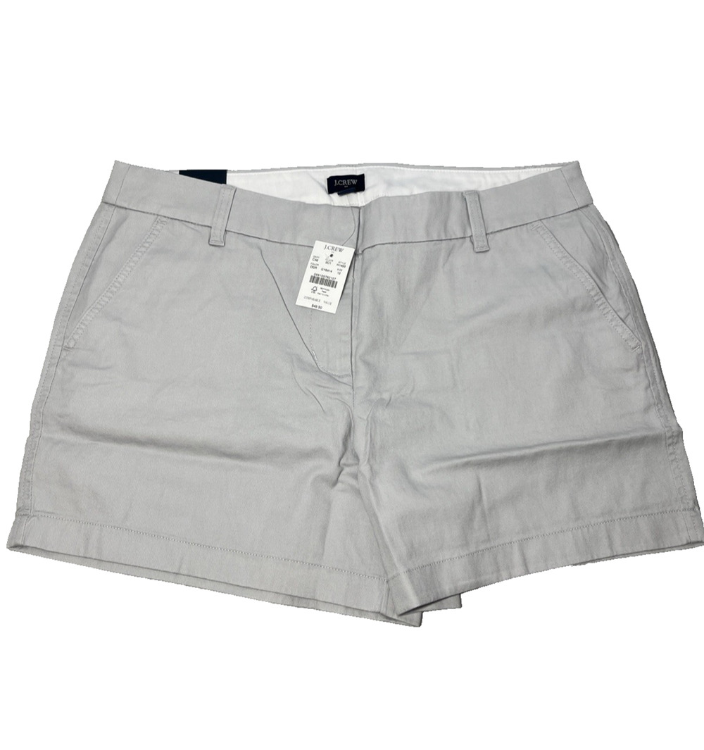 J Crew Factory 5" Classic Chino Short Womens 12 Gray Cotton Shorts Mid Rise